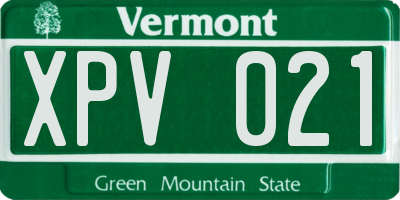 VT license plate XPV021