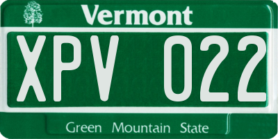 VT license plate XPV022