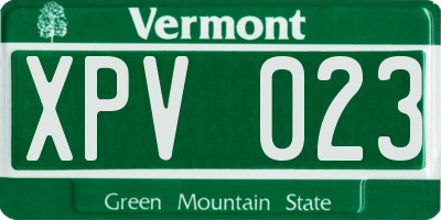 VT license plate XPV023