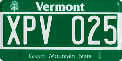 VT license plate XPV025