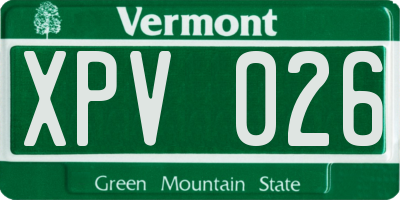 VT license plate XPV026