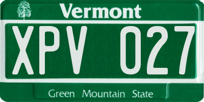VT license plate XPV027