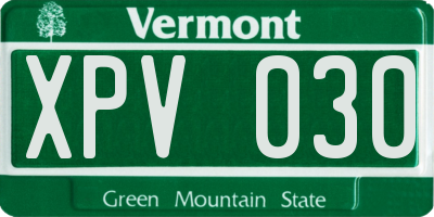 VT license plate XPV030