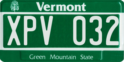 VT license plate XPV032