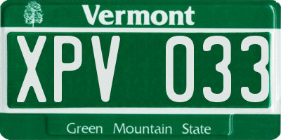 VT license plate XPV033