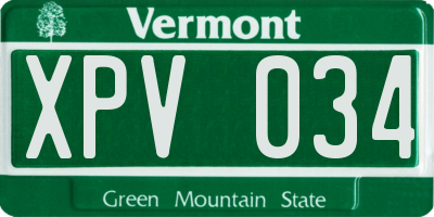 VT license plate XPV034