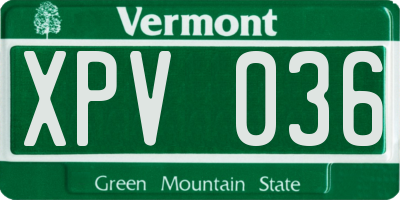 VT license plate XPV036
