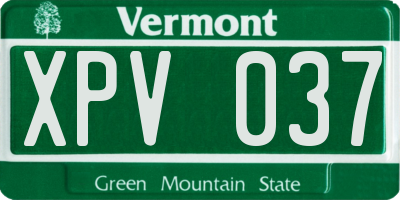 VT license plate XPV037