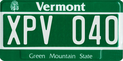 VT license plate XPV040