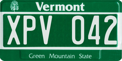 VT license plate XPV042