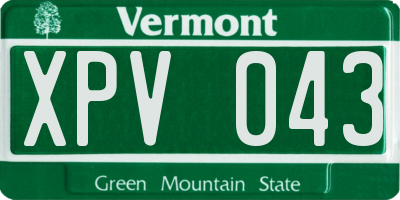 VT license plate XPV043