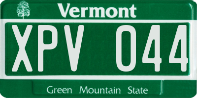 VT license plate XPV044