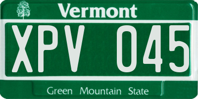 VT license plate XPV045