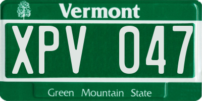 VT license plate XPV047