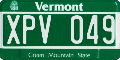 VT license plate XPV049