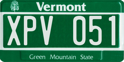 VT license plate XPV051