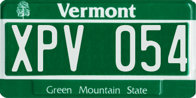 VT license plate XPV054