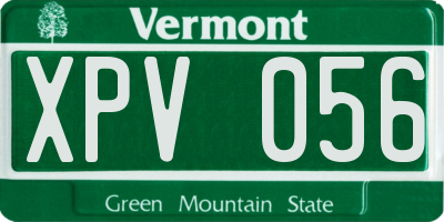 VT license plate XPV056