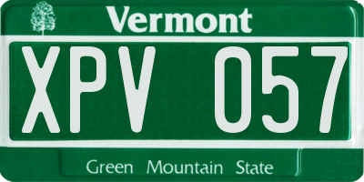 VT license plate XPV057