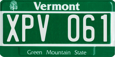 VT license plate XPV061