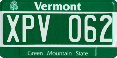 VT license plate XPV062