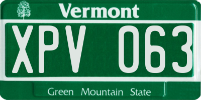 VT license plate XPV063