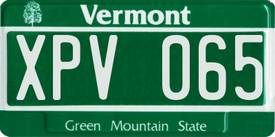 VT license plate XPV065
