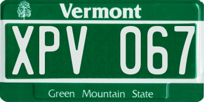 VT license plate XPV067
