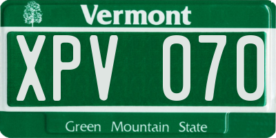 VT license plate XPV070