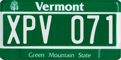 VT license plate XPV071