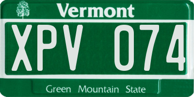 VT license plate XPV074