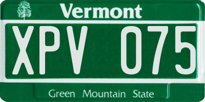 VT license plate XPV075