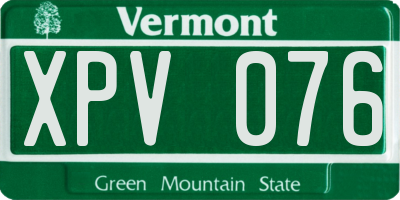 VT license plate XPV076