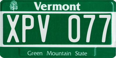 VT license plate XPV077