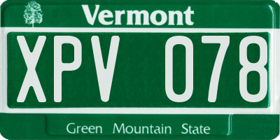 VT license plate XPV078