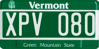 VT license plate XPV080