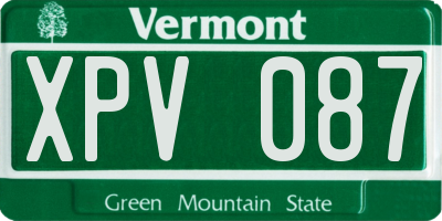 VT license plate XPV087