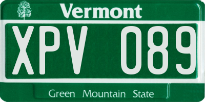 VT license plate XPV089