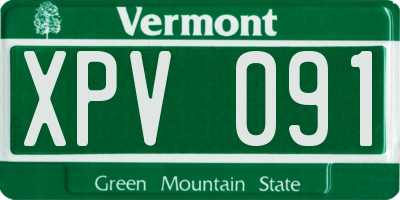VT license plate XPV091