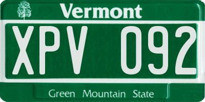 VT license plate XPV092