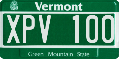 VT license plate XPV100