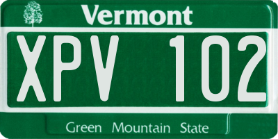 VT license plate XPV102