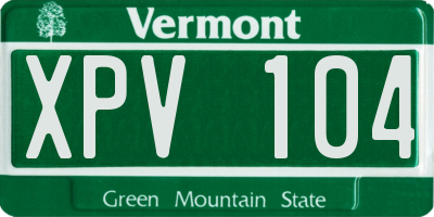 VT license plate XPV104