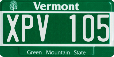 VT license plate XPV105