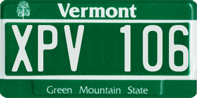 VT license plate XPV106