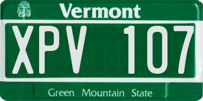 VT license plate XPV107