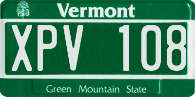 VT license plate XPV108