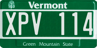 VT license plate XPV114