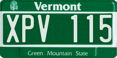 VT license plate XPV115