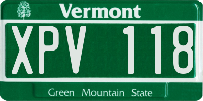 VT license plate XPV118